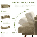 73 W Upholstered Corduroy Convertible Sleeper Sofa Bed with Pillows