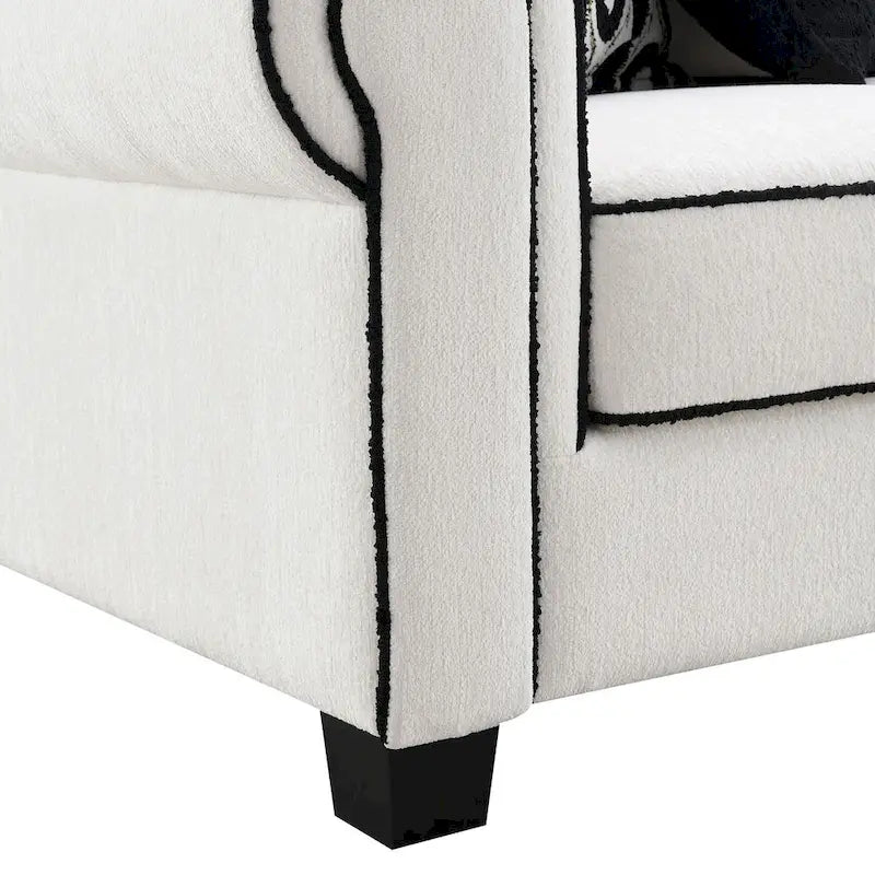 Furniture of America Anastasia White Chenille Sofa with Accent Pillows