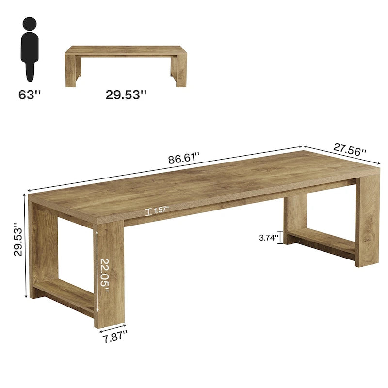 86.6 Inch Extra Long Desk Witing Table Large Desk Workstation Desk