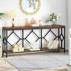 71 Inches Extra Long Console Table Sofa Table with Open Storage Shelf, Narrow Long Sofa Tables Entry Table Behind Couch Table
