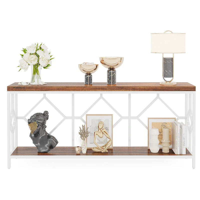 71 Inches Extra Long Console Table Sofa Table with Open Storage Shelf, Narrow Long Sofa Tables Entry Table Behind Couch Table