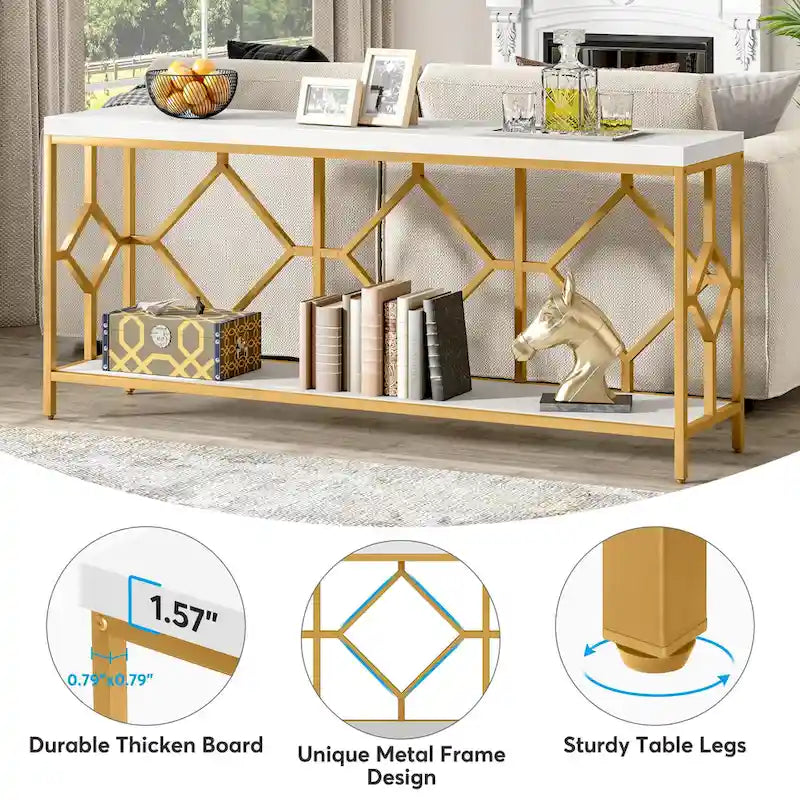 71 Inches Extra Long Console Table Sofa Table with Open Storage Shelf, Narrow Long Sofa Tables Entry Table Behind Couch Table