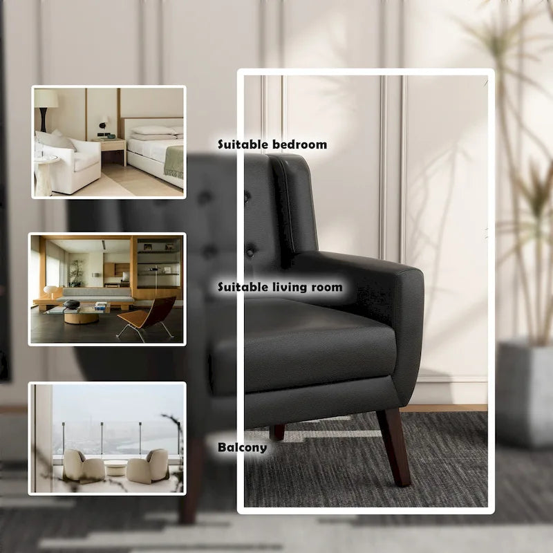 PU Leather Accent Chair Living Room Upholstered Armchair