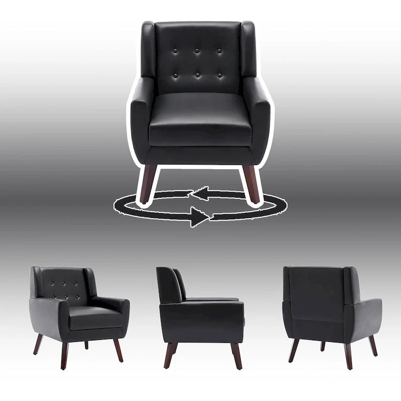 PU Leather Accent Chair Living Room Upholstered Armchair