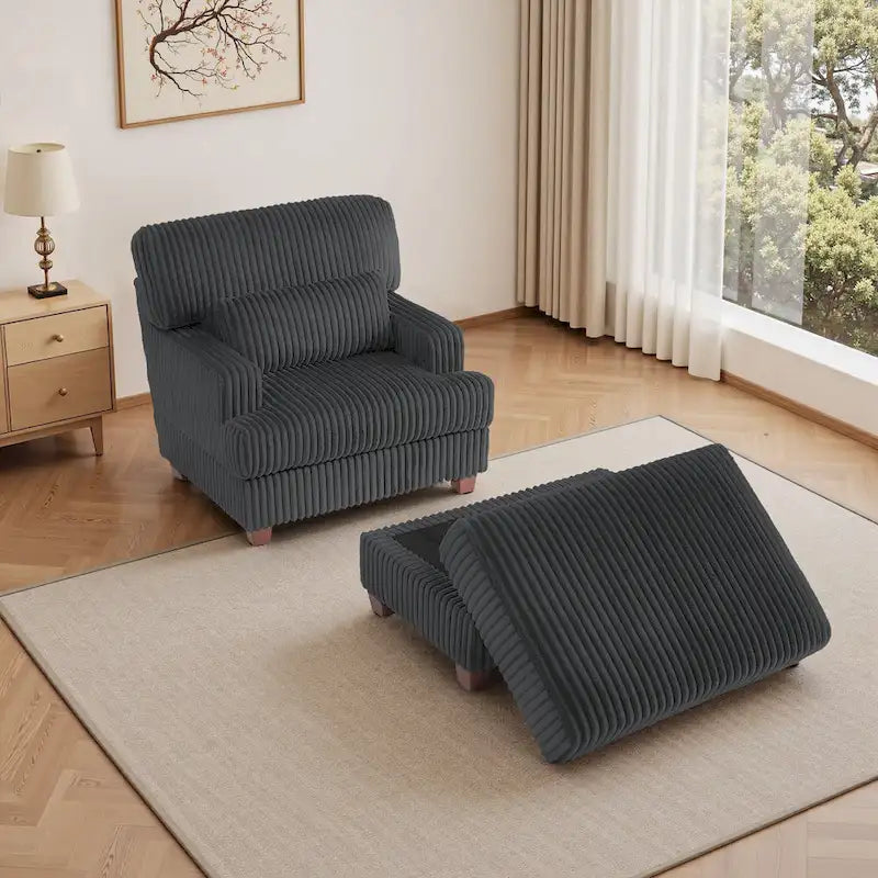 Oversized Chaise Longue Accent Chair with Ottoman
