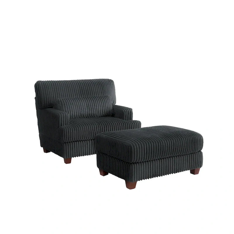 Oversized Chaise Longue Accent Chair with Ottoman