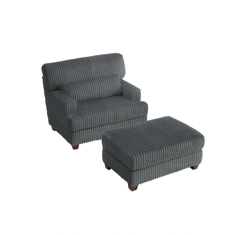Oversized Chaise Longue Accent Chair with Ottoman
