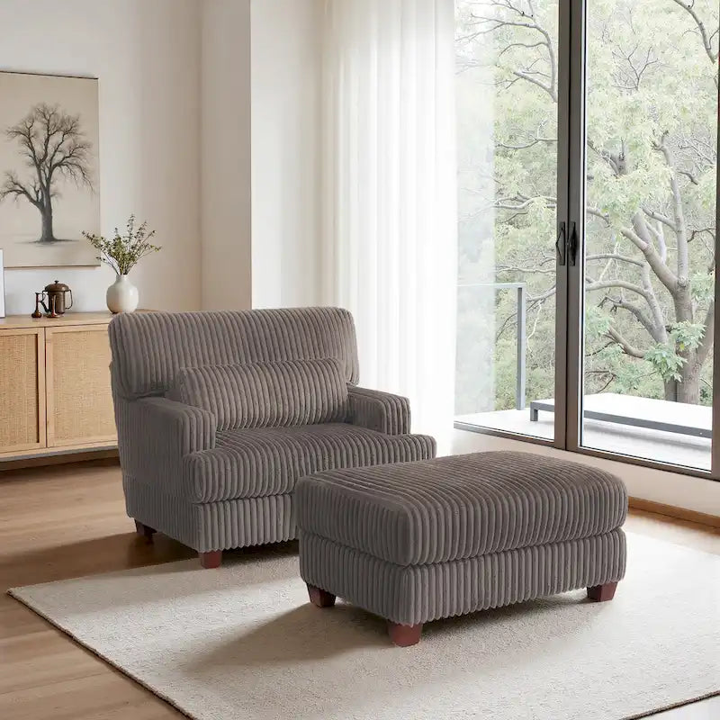 Oversized Chaise Longue Accent Chair with Ottoman