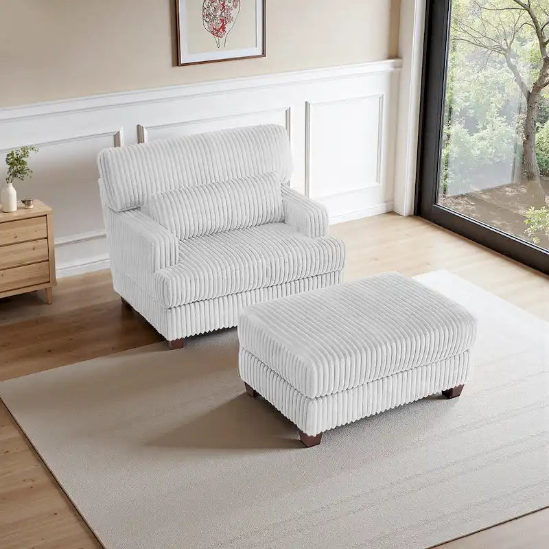 Oversized Chaise Longue Accent Chair with Ottoman