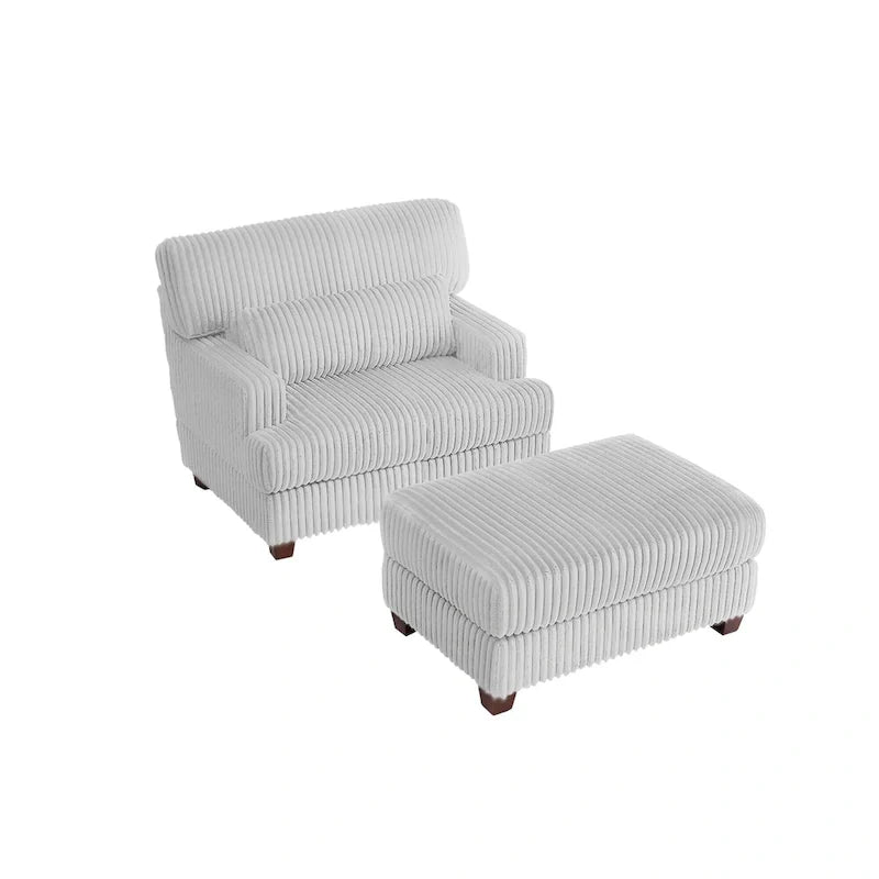 Oversized Chaise Longue Accent Chair with Ottoman