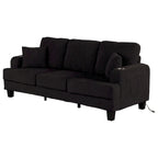 85 Modern Corduroy Rectangle 3-seater Sofa with USB and 2 Pillows