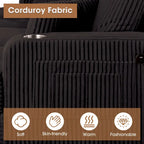 85 Modern Corduroy Rectangle 3-seater Sofa with USB and 2 Pillows