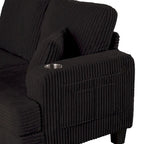 85 Modern Corduroy Rectangle 3-seater Sofa with USB and 2 Pillows