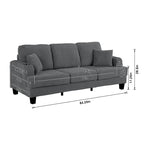 85 Modern Corduroy Rectangle 3-seater Sofa with USB and 2 Pillows