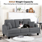 85 Modern Corduroy Rectangle 3-seater Sofa with USB and 2 Pillows
