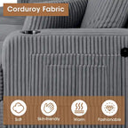 85 Modern Corduroy Rectangle 3-seater Sofa with USB and 2 Pillows
