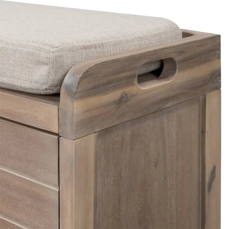 Wood Storage Bench with 2 Woven Baskets by Harper&Bright Designs