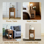 Gymax Set of 2 Contemporary Side End Table Compact Table w/ Drawer - 13  X 22  X 23  (L X W X H)