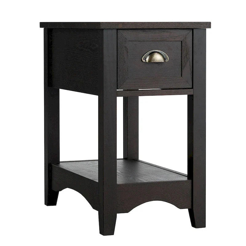 Gymax Set of 2 Contemporary Side End Table Compact Table w/ Drawer - 13  X 22  X 23  (L X W X H)