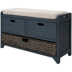 Wood Storage Bench with 2 Woven Baskets by Harper&Bright Designs
