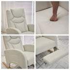 Ergonomic Fabric Nursery Rocking Chair With Adjustable Footrest
