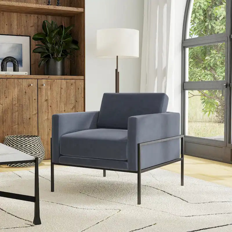 HomePop Modern Upholstered Club Chair w/Metal Frame