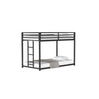 Sturdy Twin over Twin Bunk Bed Metal Black for and Adult, Low Profile Twin over twin bunk bed with Ladder and Guardrails