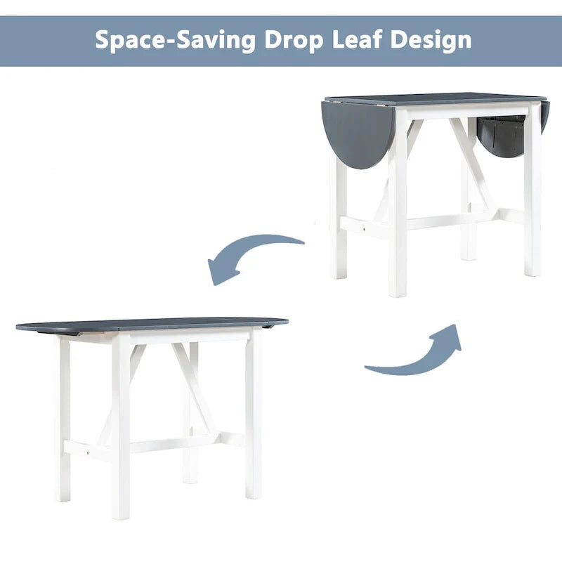3-Piece Wood Counter Height Drop Leaf Dining Table Set