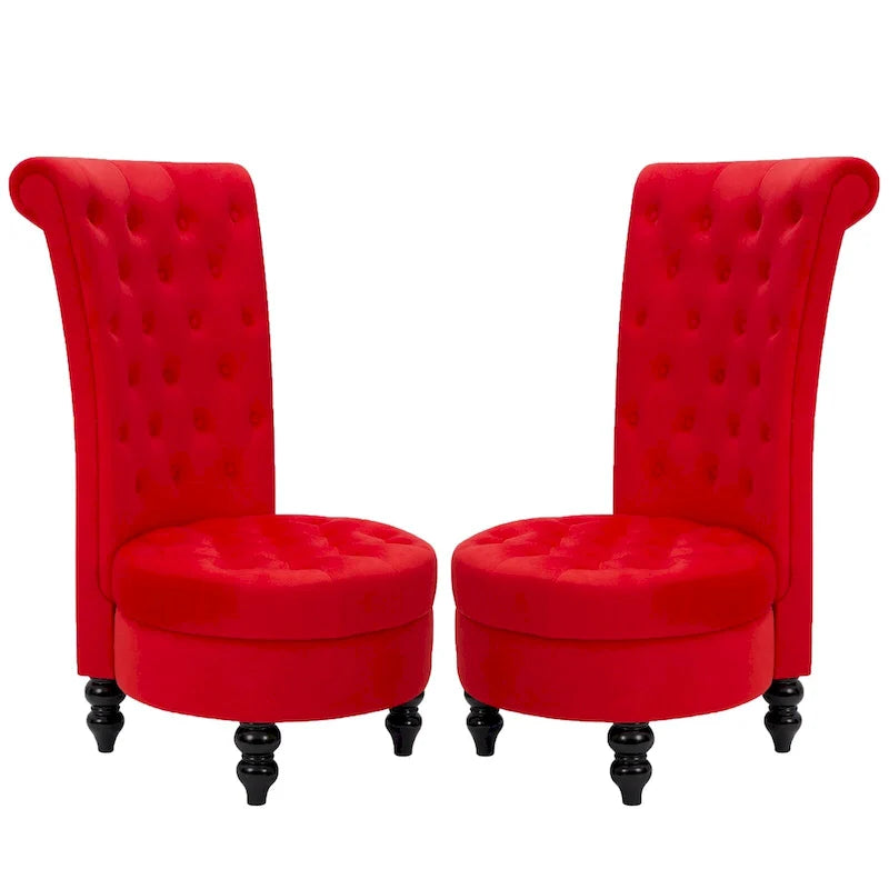 AVAWING Set of 2 Throne Royal Chair Thick Padding and Rubberwood Legs