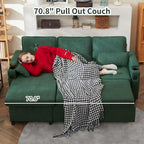 80 L-Shaped Sofa Couch Bed, Sofa Sleeper with Pull Out Bed, Reversible Sleeper Sofa Bed