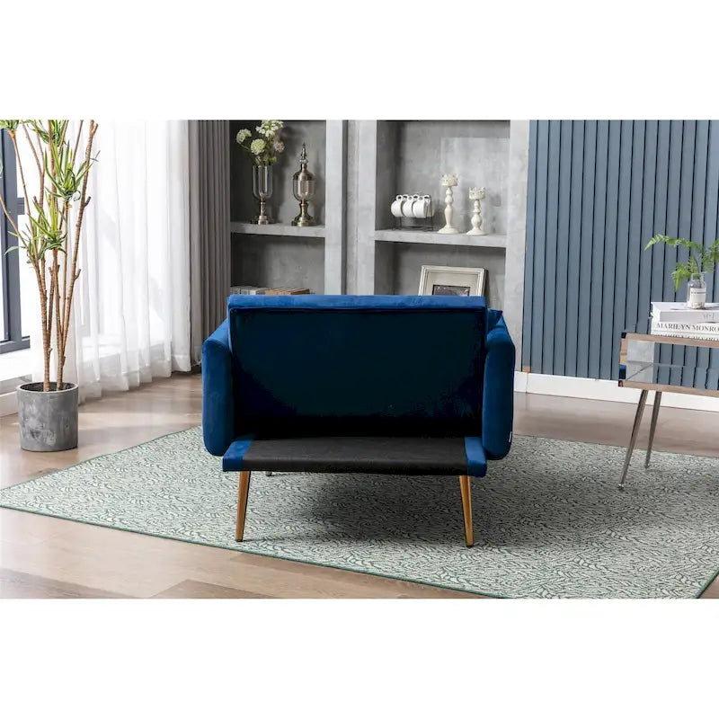 Velvet Upholstered Tufted Living Room Sleeper Sofa Chair With Rose Golden feet