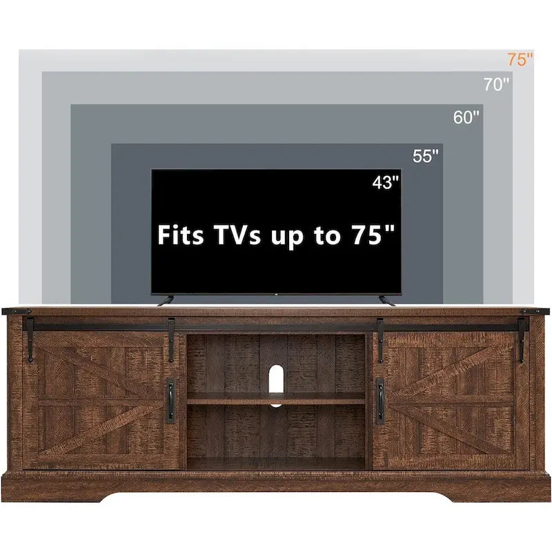 Farmhouse Wood TV Stand, Rustic Entertainment Center, Console Cabinet - n/a