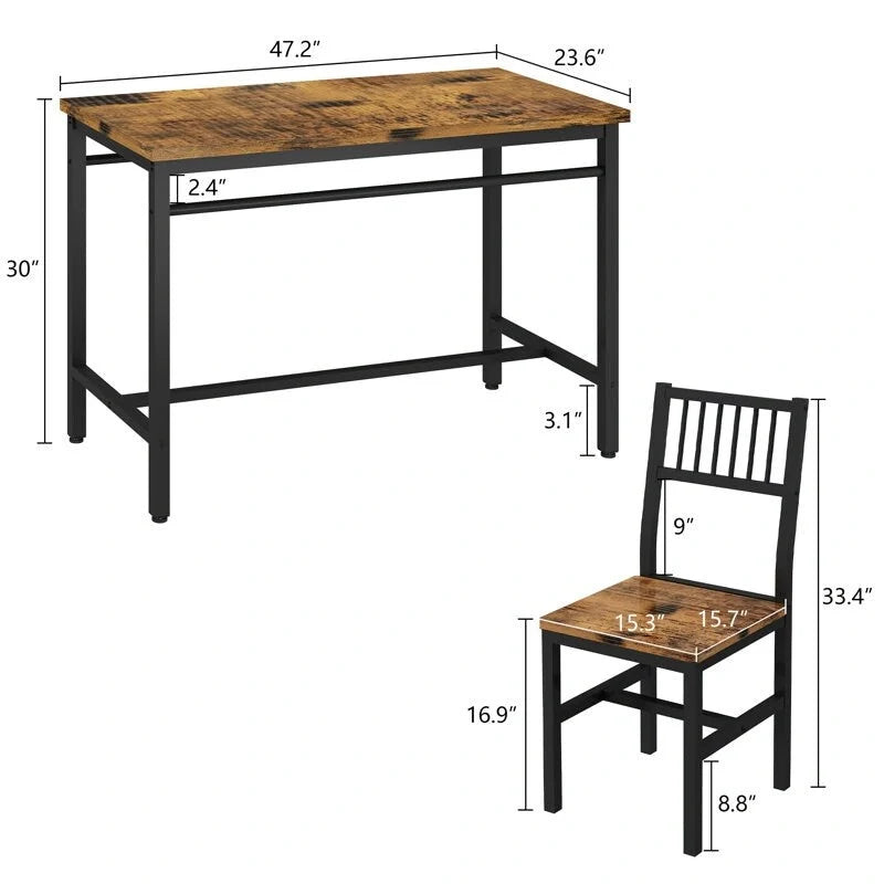 4 - Person Dining Set, 5 Piece Dining Room Table Set with Metal Frame for Breakfast, Dining, Kitchen