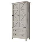 64 Farmhouse Tall Kitchen Pantry Storage Cabinet with 2 Drawers & Doors