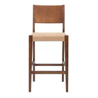 Set of 2 29" Clara Handwoven Seagrass Seat Barstools Brown Wood Finish - Powell