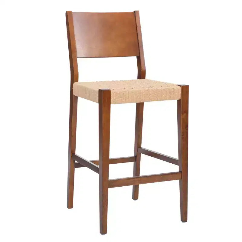 Set of 2 29" Clara Handwoven Seagrass Seat Barstools Brown Wood Finish - Powell