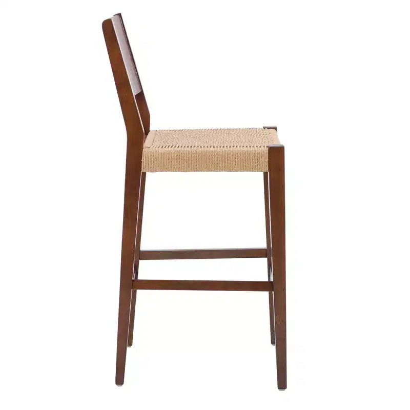 Set of 2 29" Clara Handwoven Seagrass Seat Barstools Brown Wood Finish - Powell