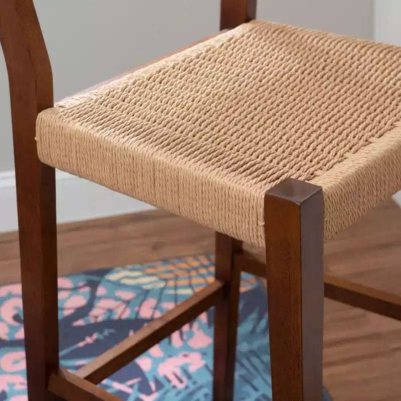 Set of 2 29" Clara Handwoven Seagrass Seat Barstools Brown Wood Finish - Powell
