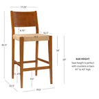 Set of 2 29" Clara Handwoven Seagrass Seat Barstools Brown Wood Finish - Powell