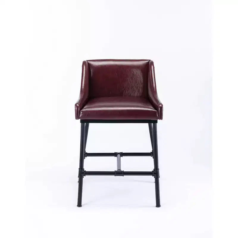 Parlor Faux Leather Adjustable Barstool: Boraam, Foam-Padded, Metal Frame, 18"-30" Height