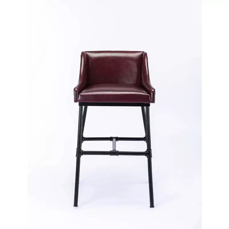 Parlor Faux Leather Adjustable Barstool: Boraam, Foam-Padded, Metal Frame, 18"-30" Height