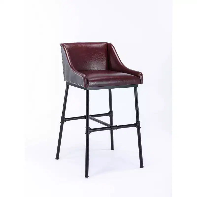 Parlor Faux Leather Adjustable Barstool: Boraam, Foam-Padded, Metal Frame, 18"-30" Height