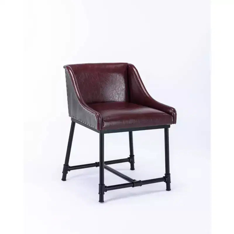 Parlor Faux Leather Adjustable Barstool: Boraam, Foam-Padded, Metal Frame, 18"-30" Height