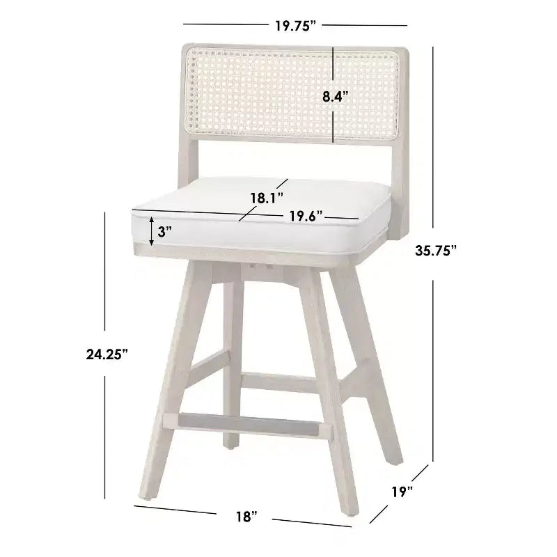 Buylateral Set of 2 Serena Swivel Counter Height Barstool Beige/Light Walnut