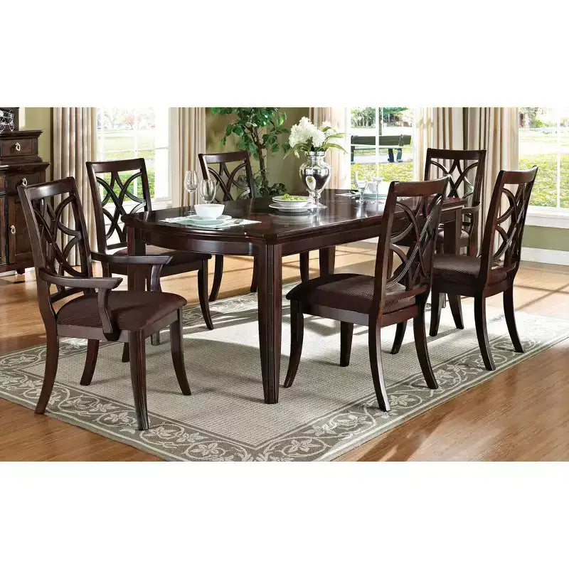 Set of 2 Keenan Arm Dining Chair Dark Walnut - Acme Furniture: Traditional Design, Microfiber Upholstery, Wood Frame