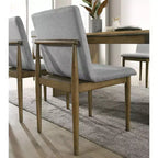 HOMES: Inside + Out Set of 2 Avery Fabric Upholstered Dining Chairs Natural: Mid-Century Modern, Wood Frame, Foam Fill