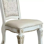 23" Vendome Dining Chair PU, Antique Pearl Finish, Floral Motif - Acme Furniture