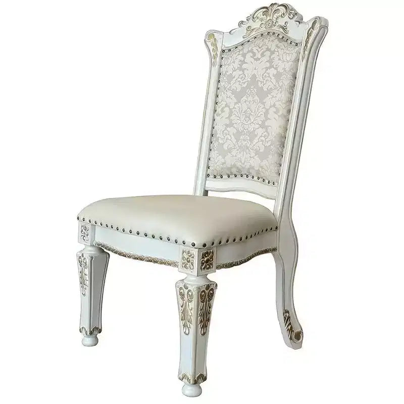 23" Vendome Dining Chair PU, Antique Pearl Finish, Floral Motif - Acme Furniture