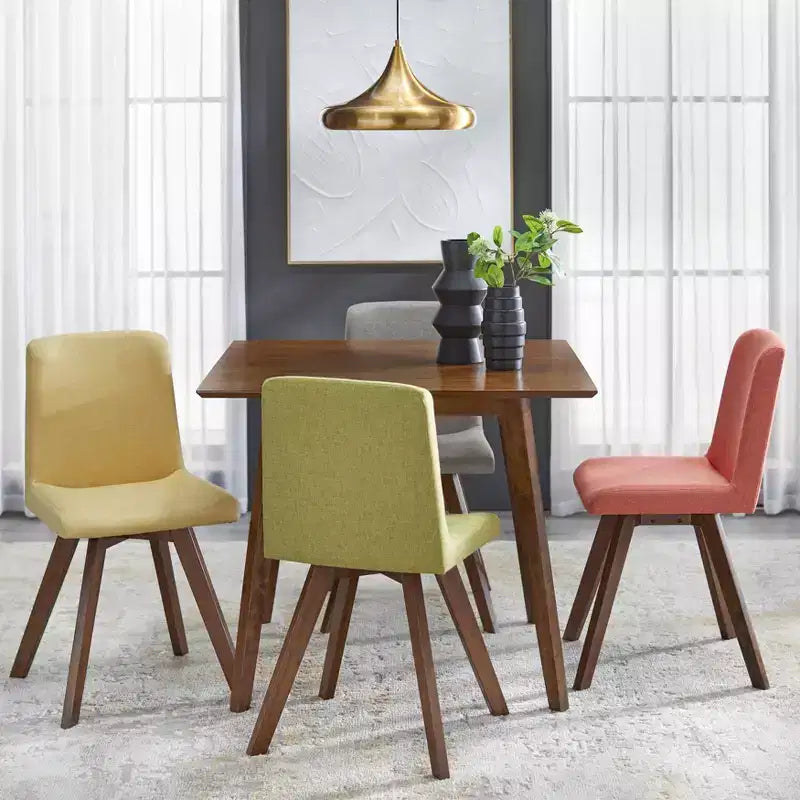 Buylateral Clybourn Mid Century Modern Square Dining Table Walnut: Mid-Century Modern, Rubberwood Legs, MDF Top