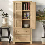 Buylateral Lamberton Cane Kitchen Cabinet Blonde Oak